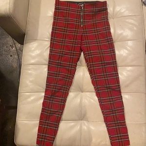 Zara Red Plaid Pant